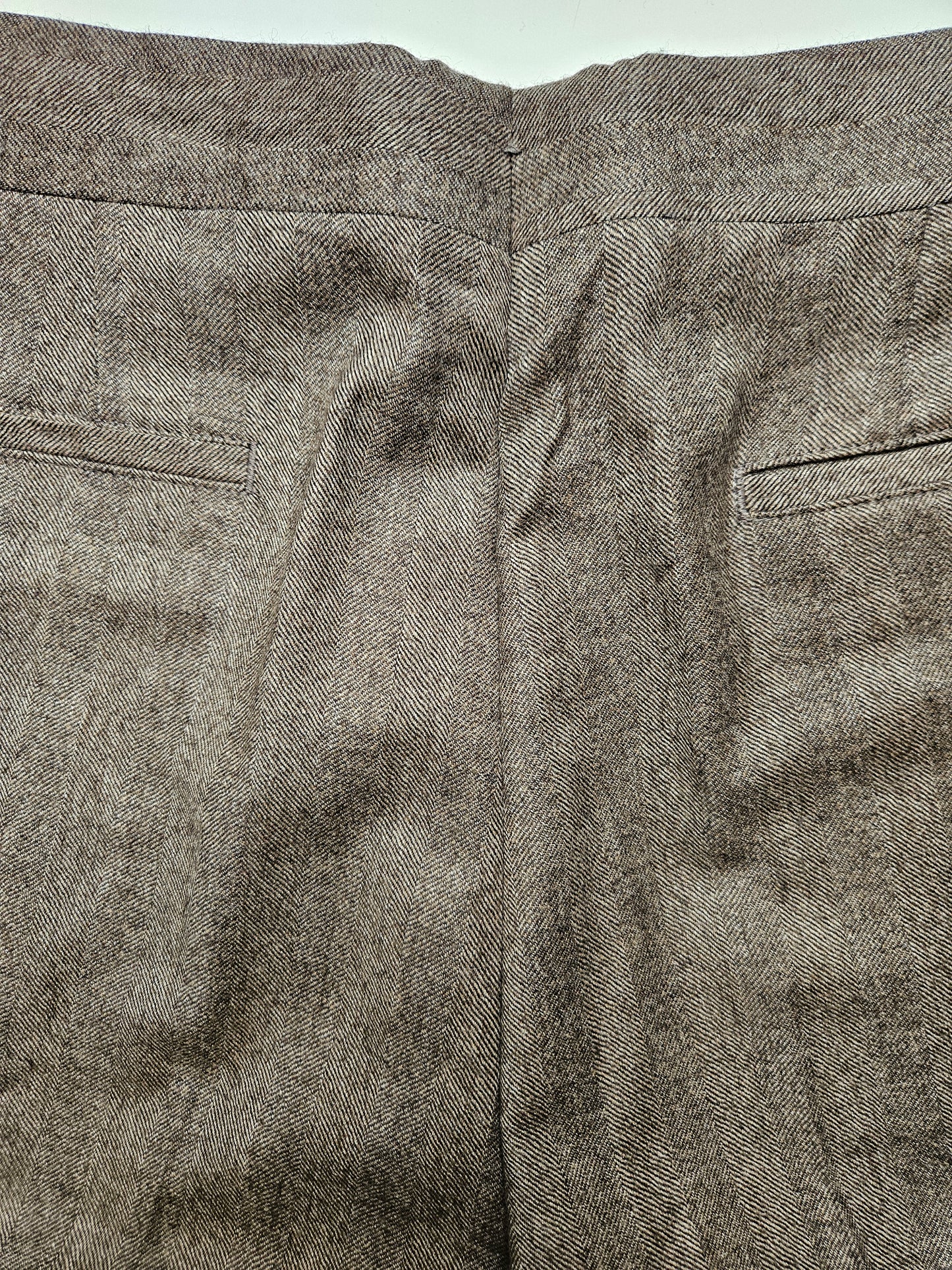 Germano 1952 Virgin Wool trousers in Tobacco with waist band buckle.