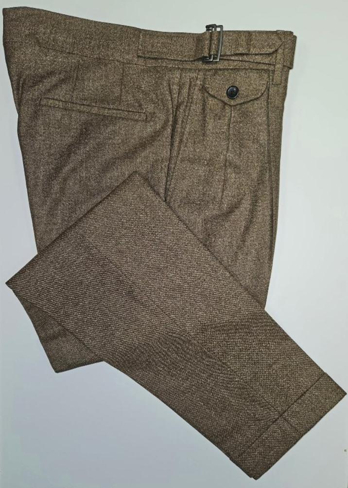 Germano 1952 Virgin Wool Cotton blend trousers in Tobacco.