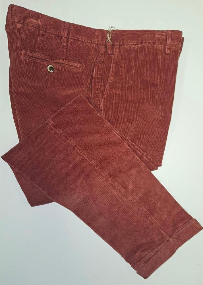 Germano Corduroy Chinos in Red in cotton stretch.