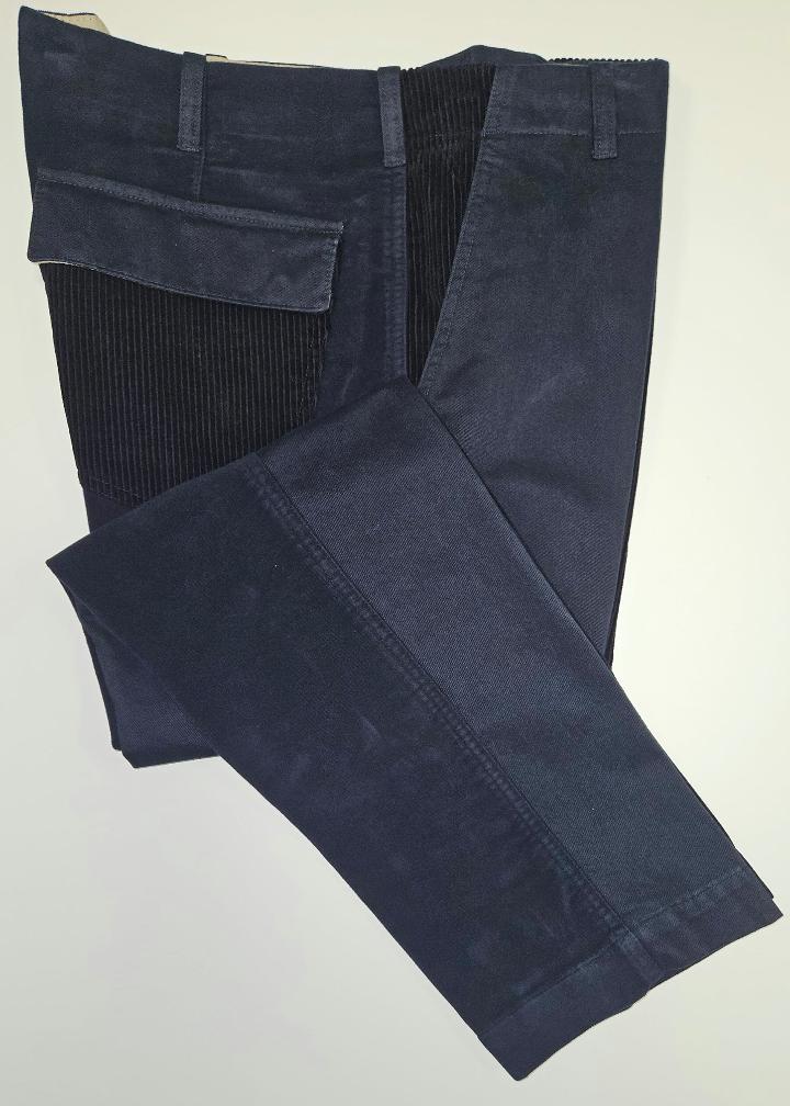Germano 1952 Cotton Chinos in blue with corduroy detailing.