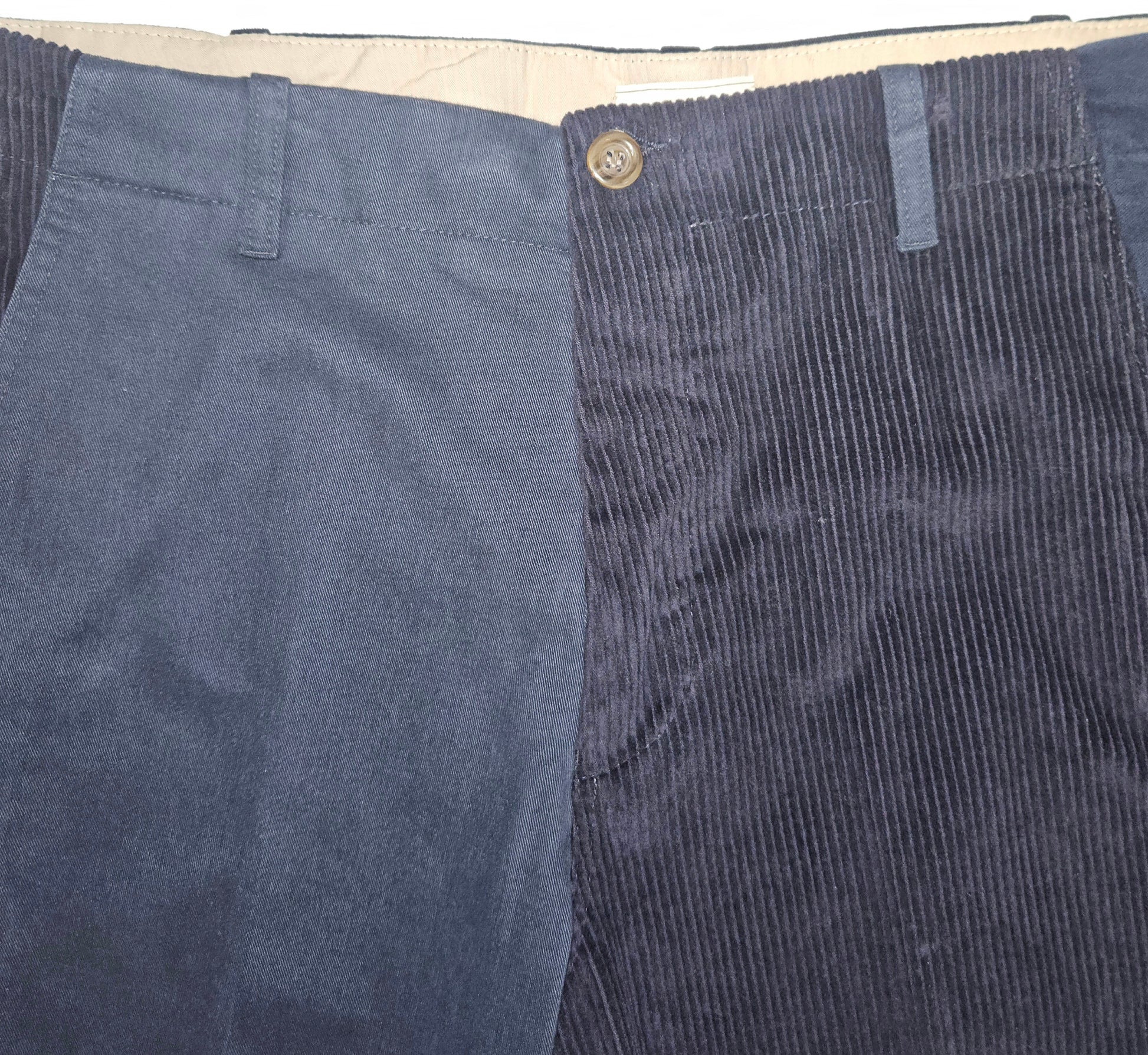 Germano 1952 Cotton Chinos in blue with corduroy detailing.