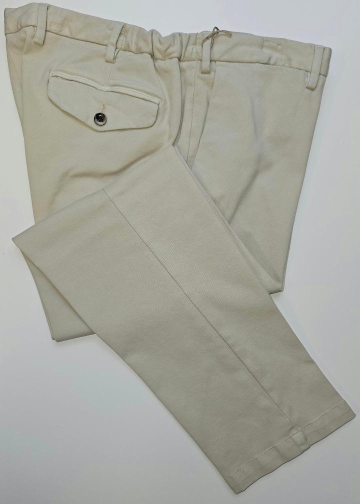 Germano 1952 cotton stretch chino trousers with drawstring in beige.