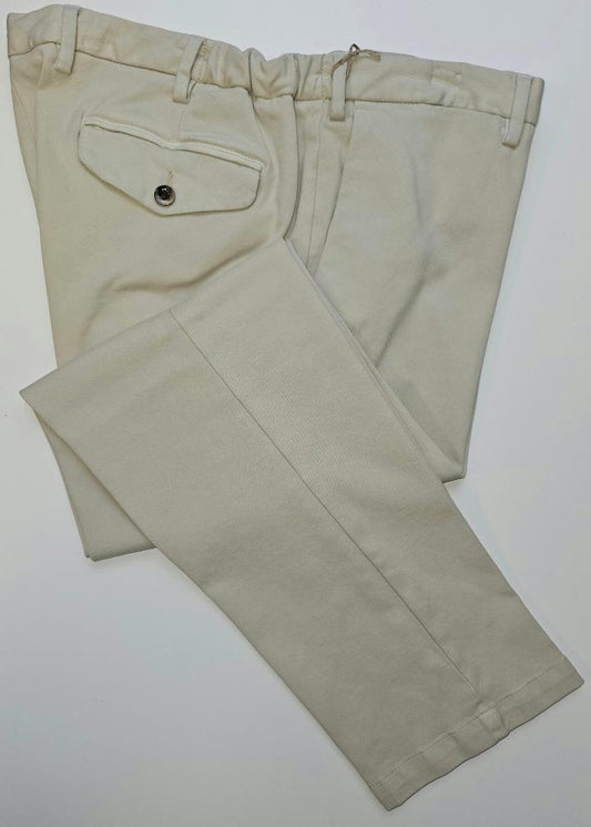 Germano 1952 cotton stretch chino trousers with drawstring in beige.
