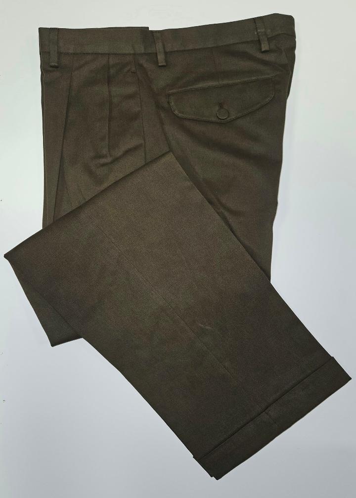 Germano 1952 elasticated cotton blend trousers in miltary.