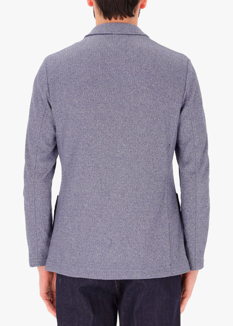 A back facing image of a model wearing Distretto 12 Jacket Regi.