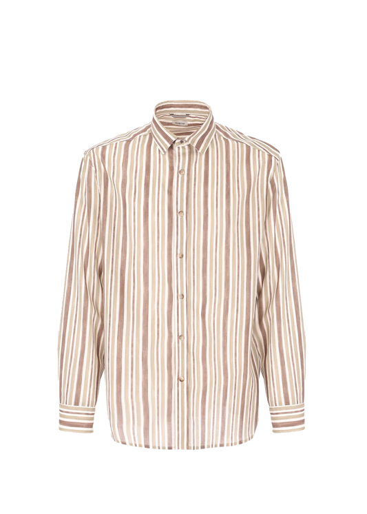 A front facing image of Distretto 12 striped shirt capalbio.