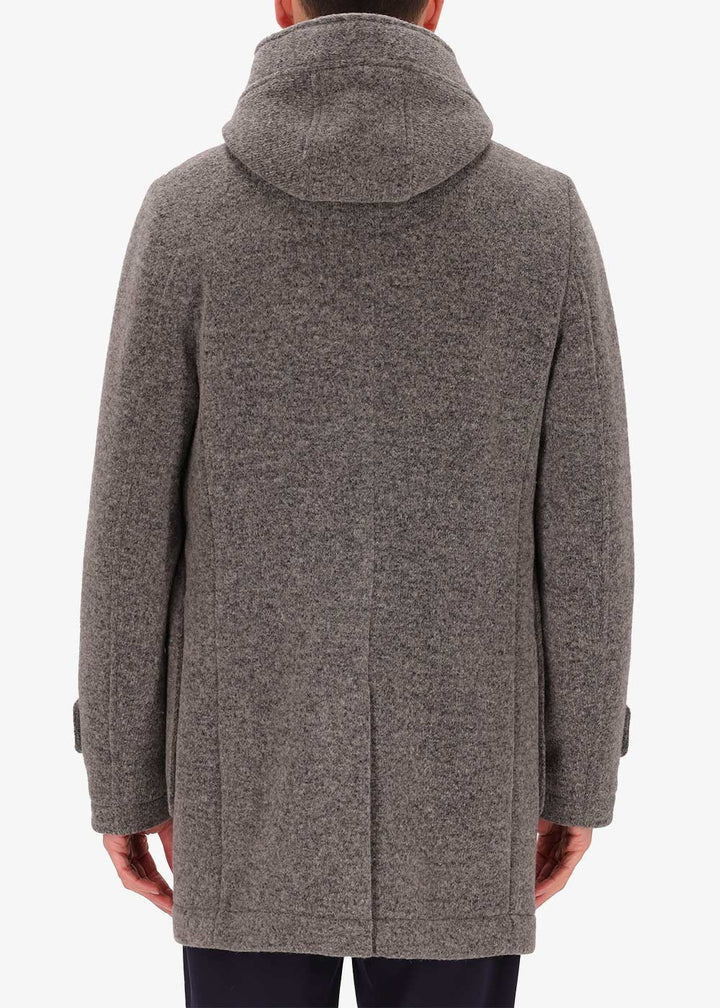 Distretto Coat Montgomery Valentino in grey with hood.