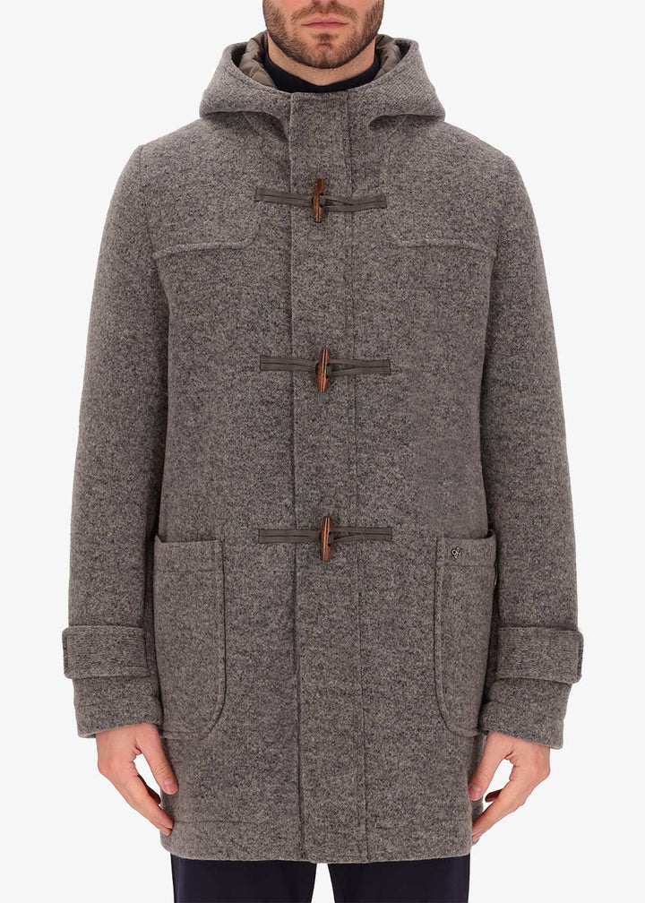 Distretto Coat Montgomery Valentino in grey with hood.