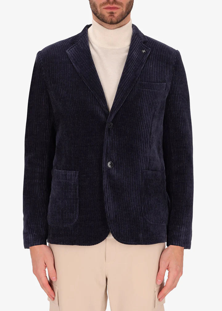DIstretto12 jacket torino in navy with corduroy velvet finish.