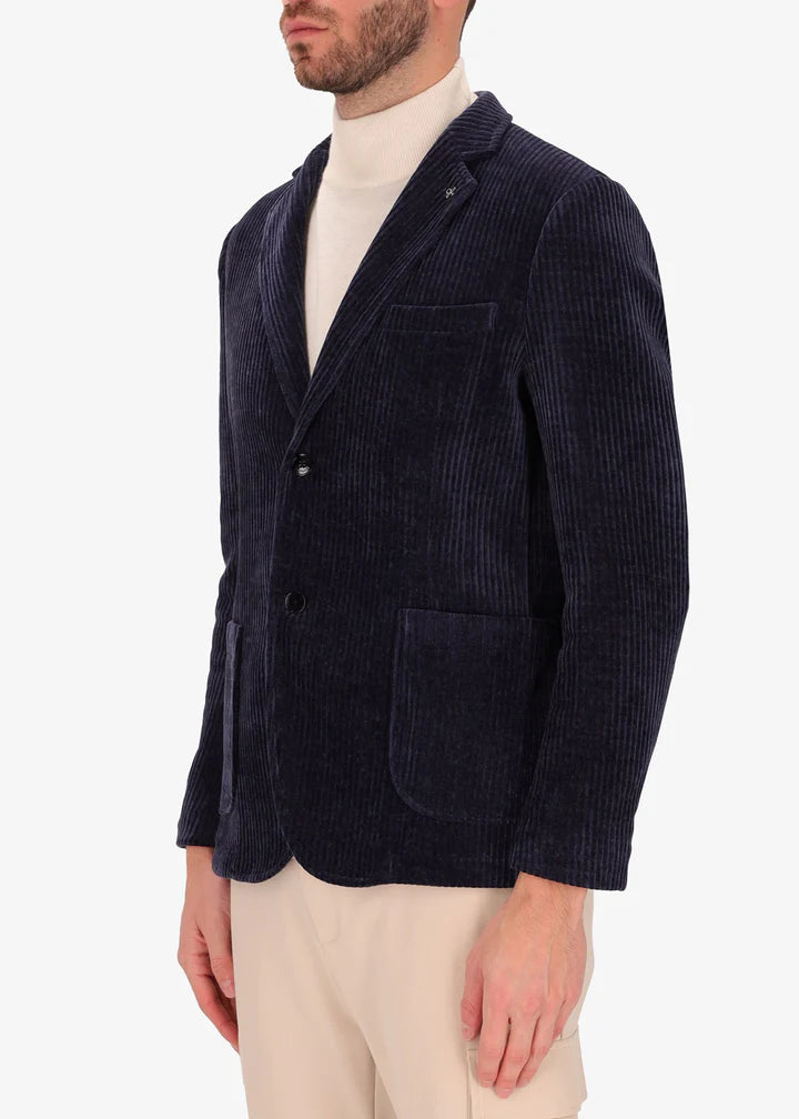 Distretto12 jacket torino in navy with corduroy velvet finish.