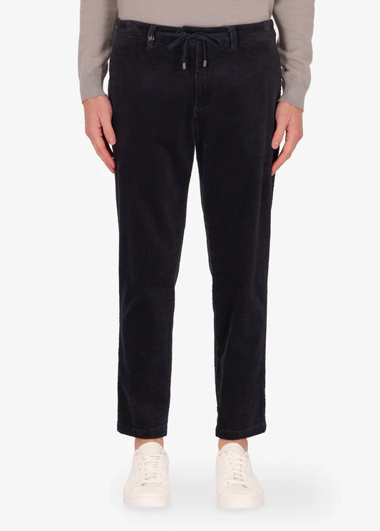 Distretto12 Langa trousers in blue with corduroy velvet effect.