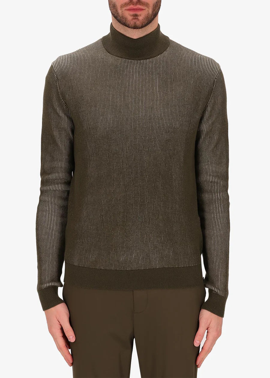 Distretto 12 ribbed crewneck sweater in brown, in cotton blend.