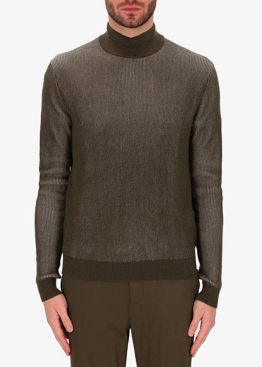 Distretto 12 ribbed crewneck sweater in brown, in cotton blend.