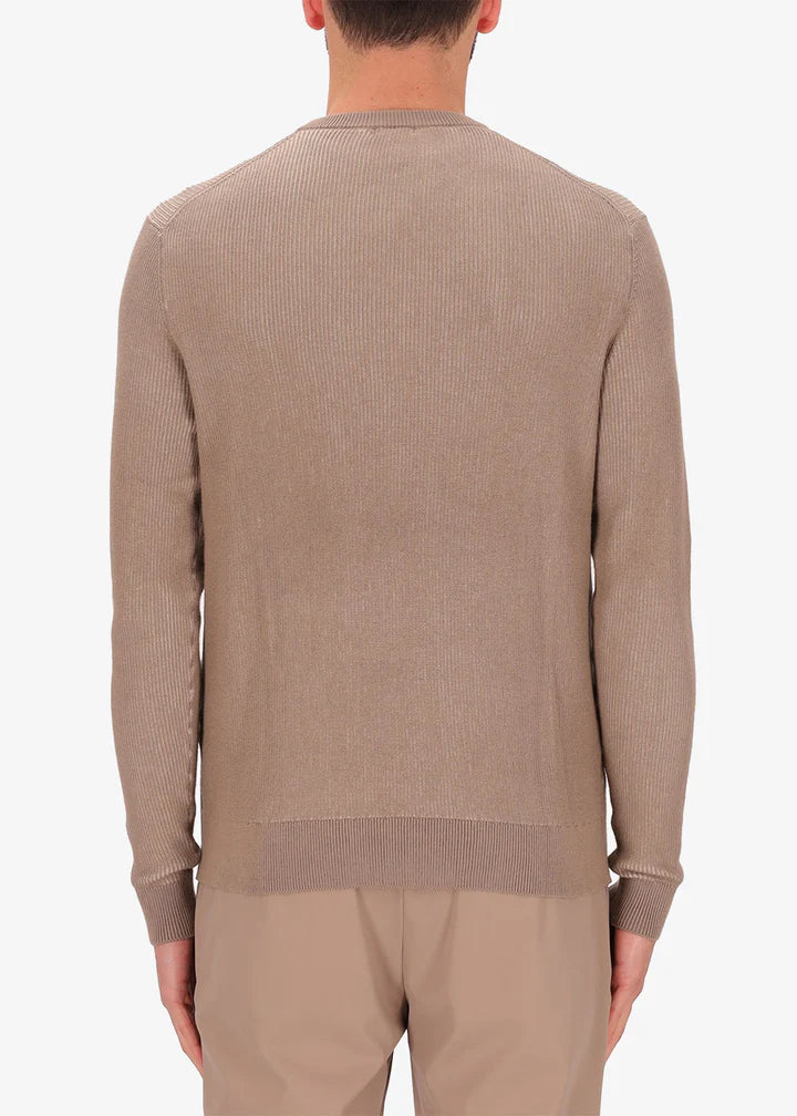 Distretto 12 ribbed crewneck sweater in brown, in cotton blend.