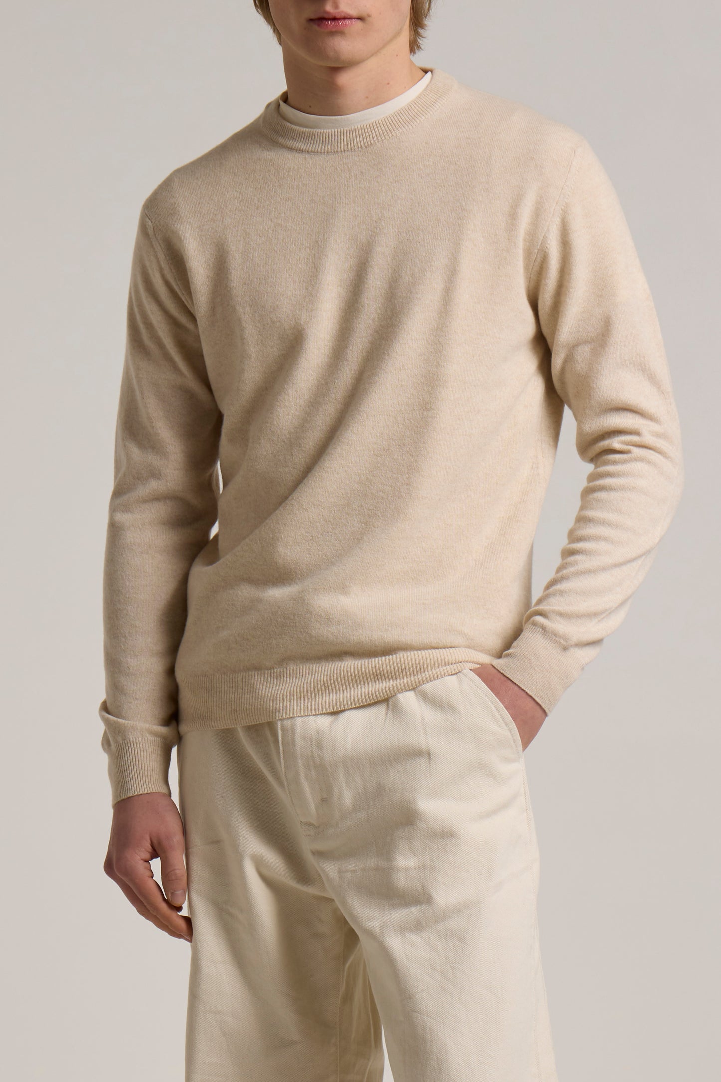 WOOL&CO - CASHMERE & EXTRAFINE VIRGIN MERINOS CREW NECKSWEATER