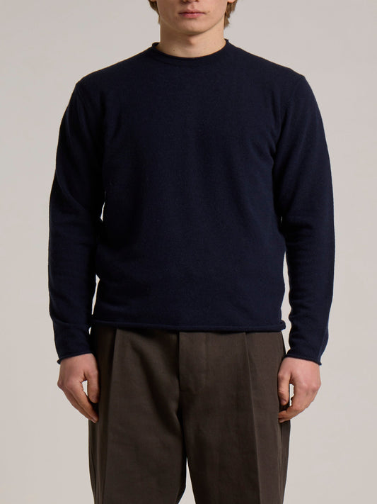 WOOL&CO – THIN CASHMERE & EXTRAFINE VIRGIN MERINO ROLLING FINISHING CREW NECK SWEATER
