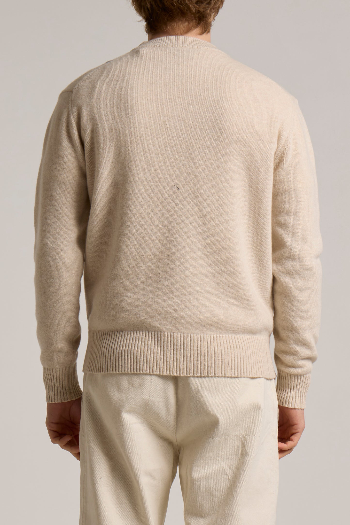 WOOL&CO - CASHMERE & EXTRAFINE VIRGIN MERINO DIAMOND CREW NECK SWEATER