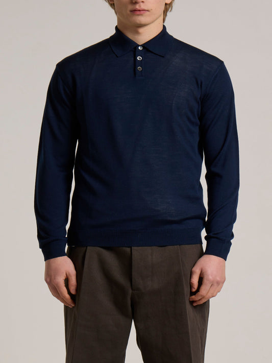 WOOL&CO – THIN EXTRAFINE MERINO WOOL POLO NECK SWEATER WITH 3 BUTTONS
