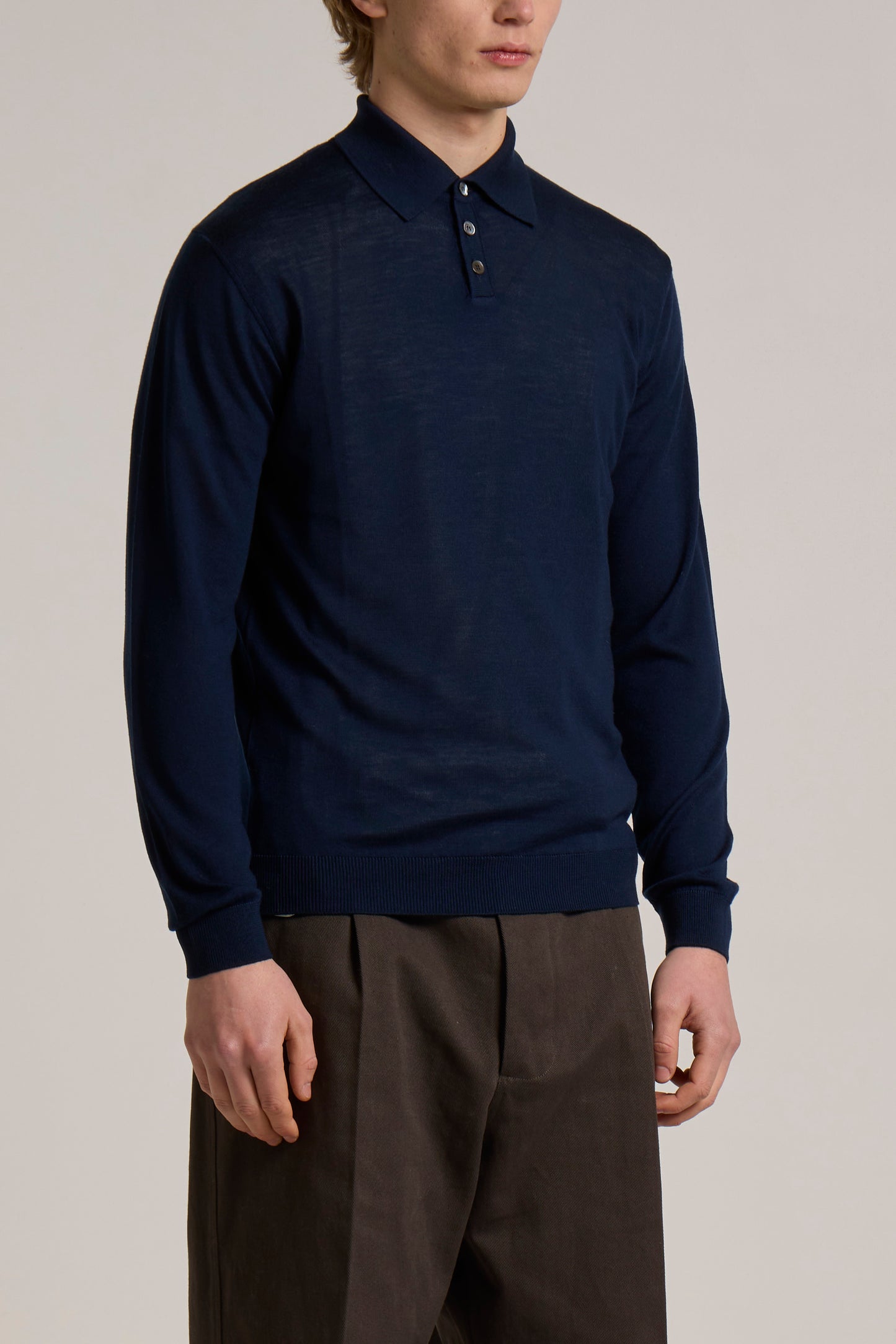 WOOL&CO – THIN EXTRAFINE MERINO WOOL POLO NECK SWEATER WITH 3 BUTTONS
