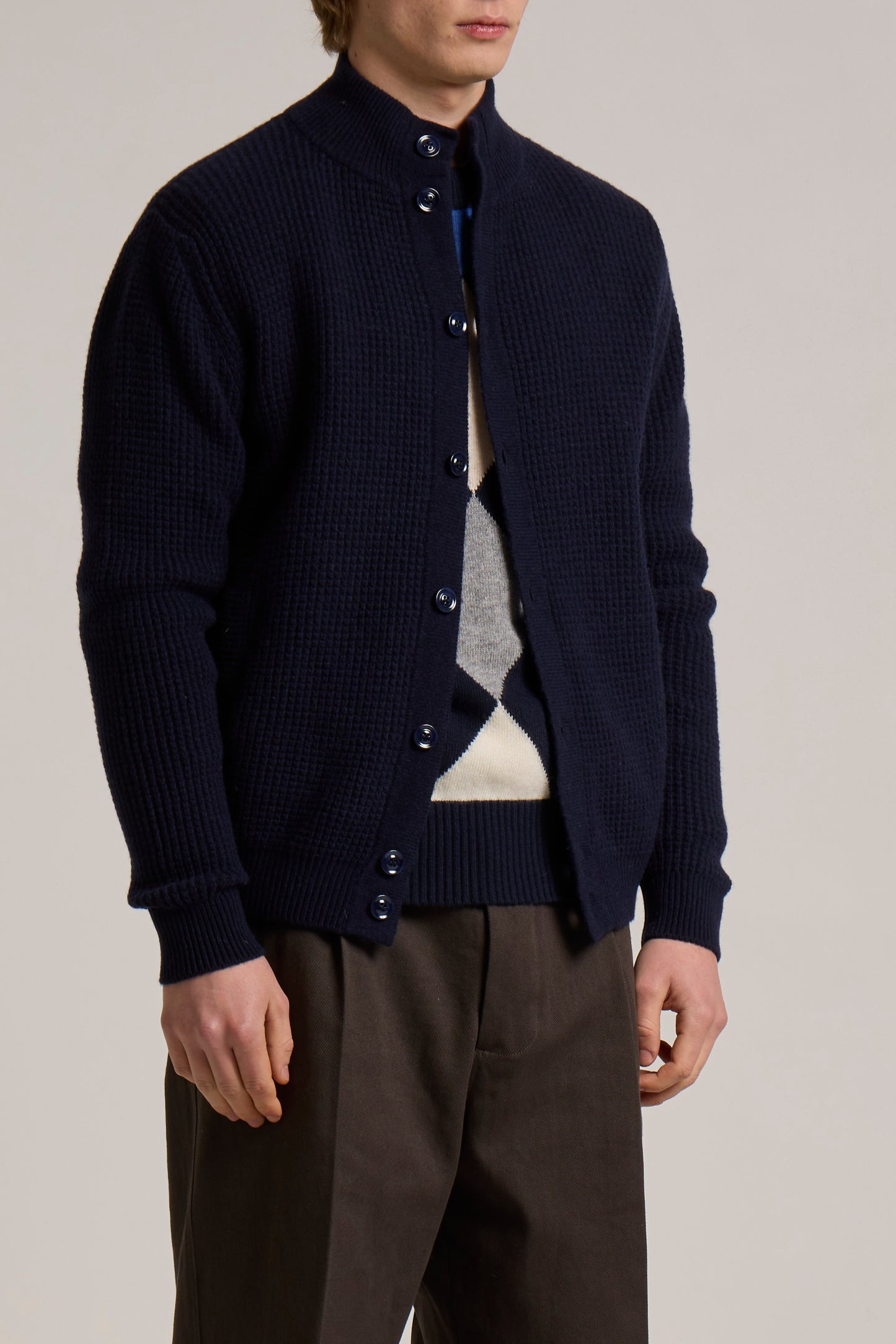 WOOL&CO – LAMBSWOOL KNITTED JACKET WITH SIDE POCKETS