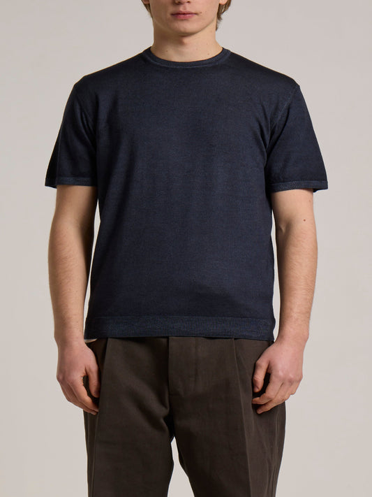 WOOL&CO – THIN EXTRAFINE MERINO WOOL SHORT SLEEVES CREW NECK SWEATER