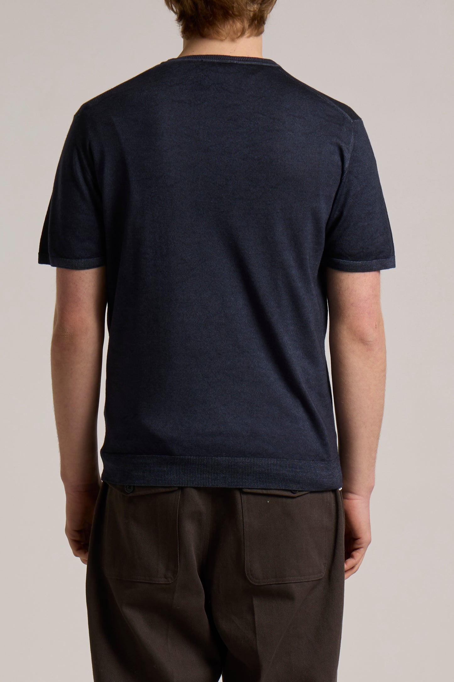 WOOL&CO – THIN EXTRAFINE MERINO WOOL SHORT SLEEVES CREW NECK SWEATER