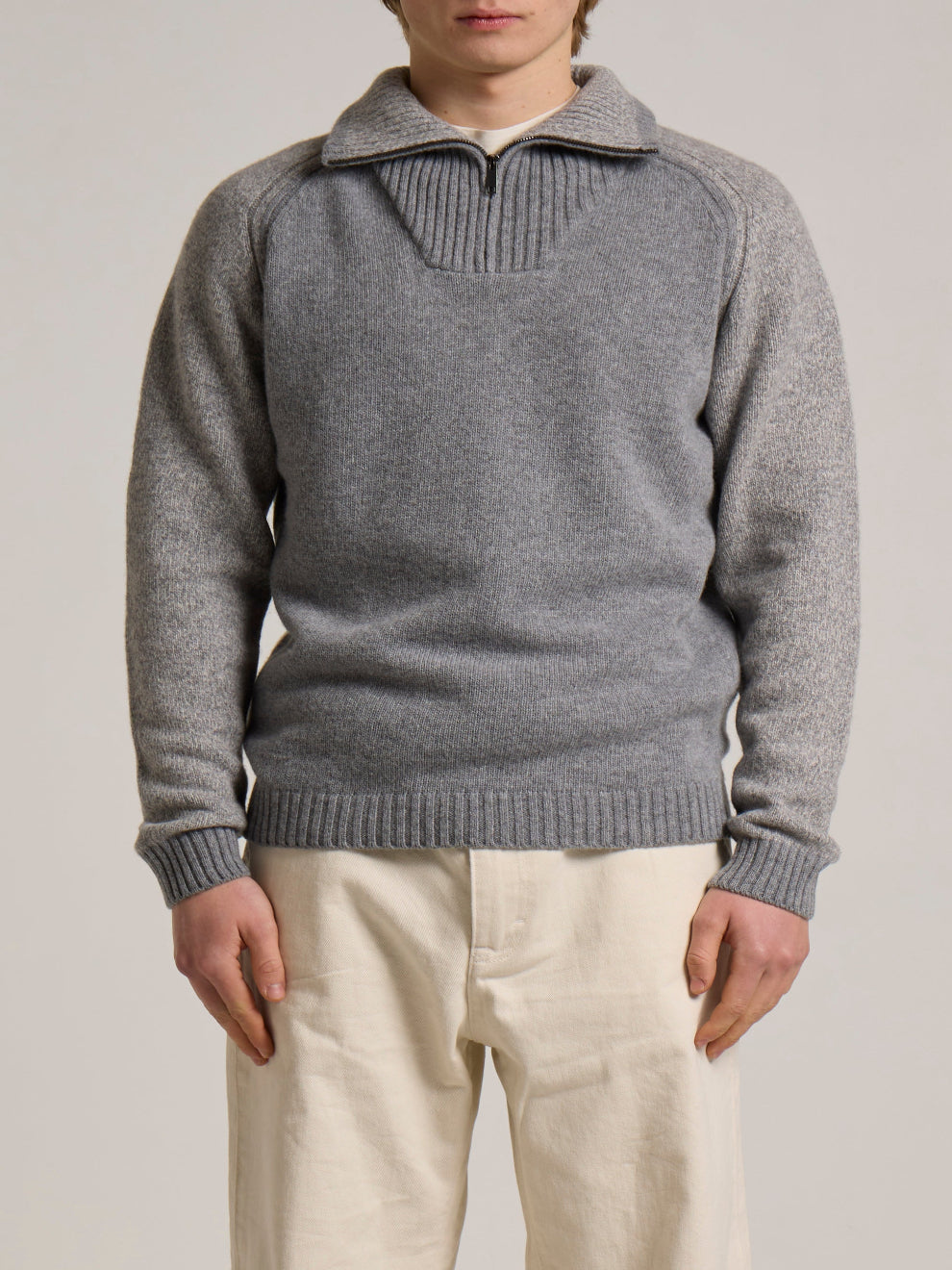 WOOL&CO – LAMBSWOOL HALF ZIP SWEATER
