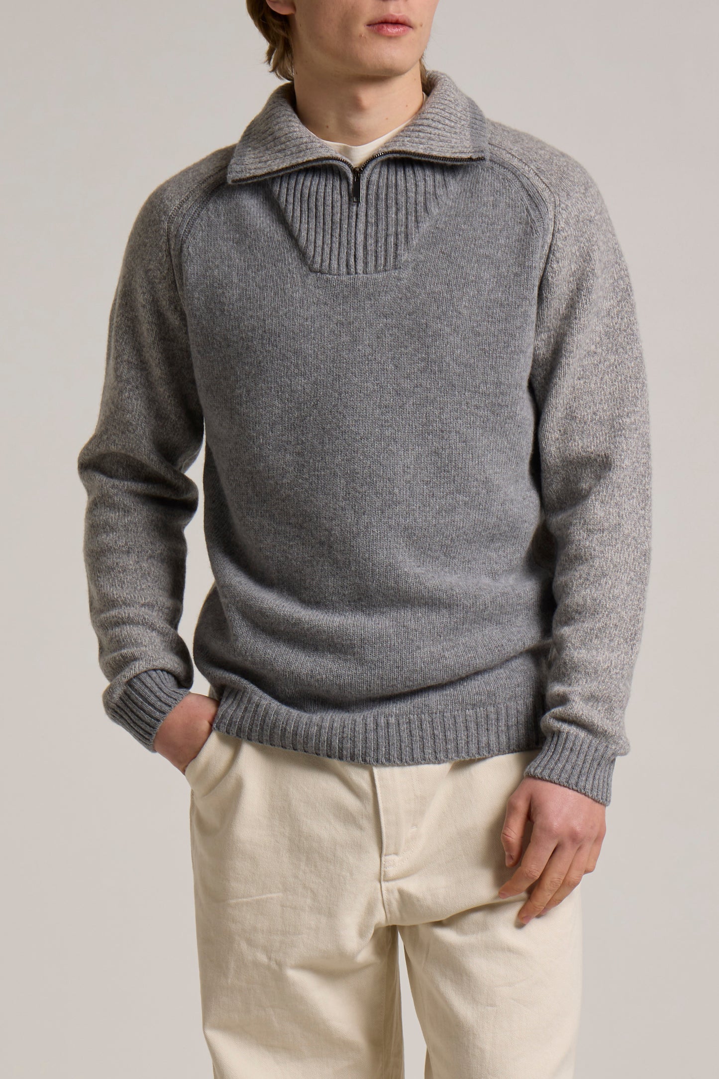 WOOL&CO – LAMBSWOOL HALF ZIP SWEATER