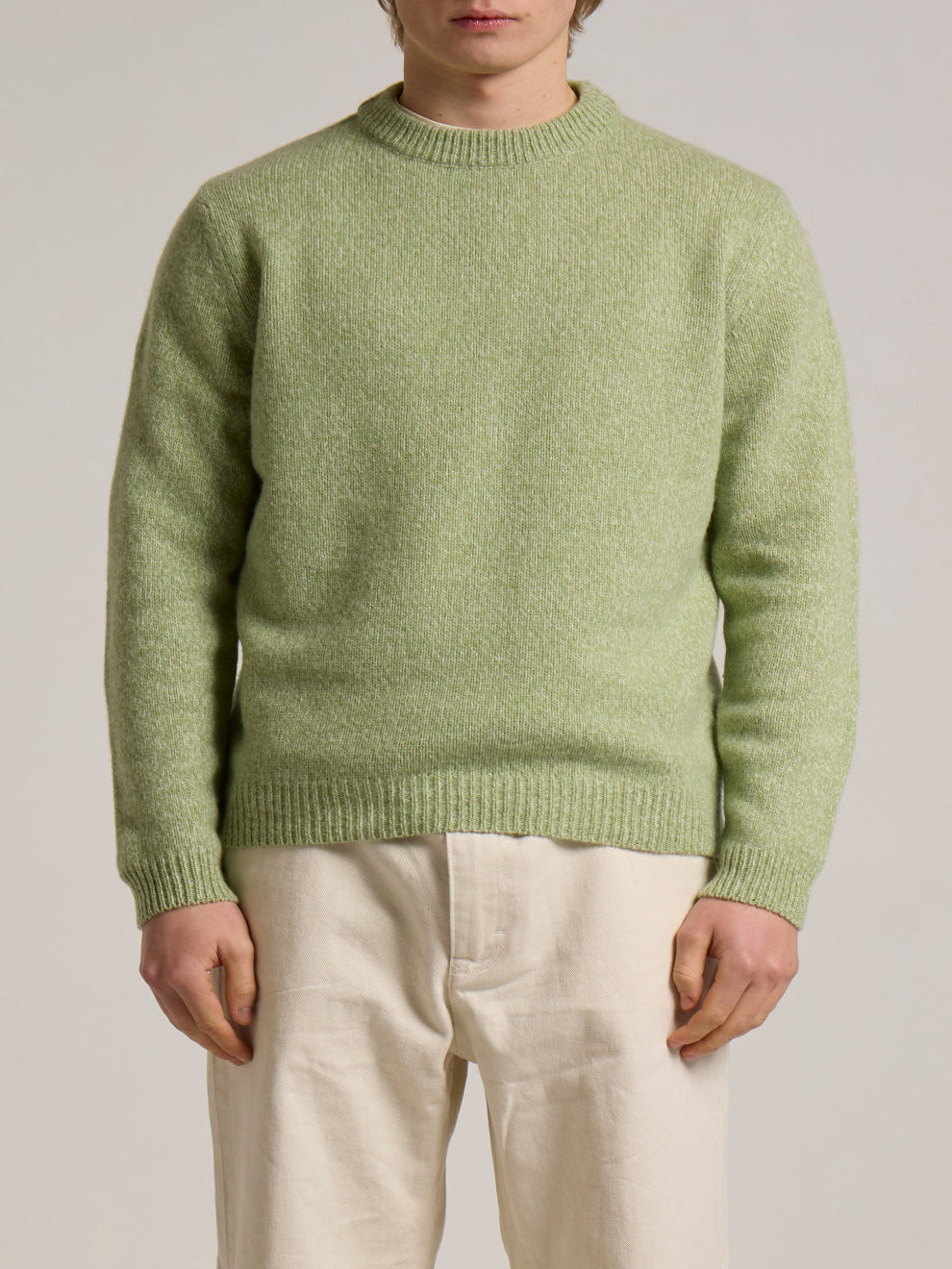 WOOL&CO – LAMBSWOOL SINGLE JERSEY CREW NECK SWEATER