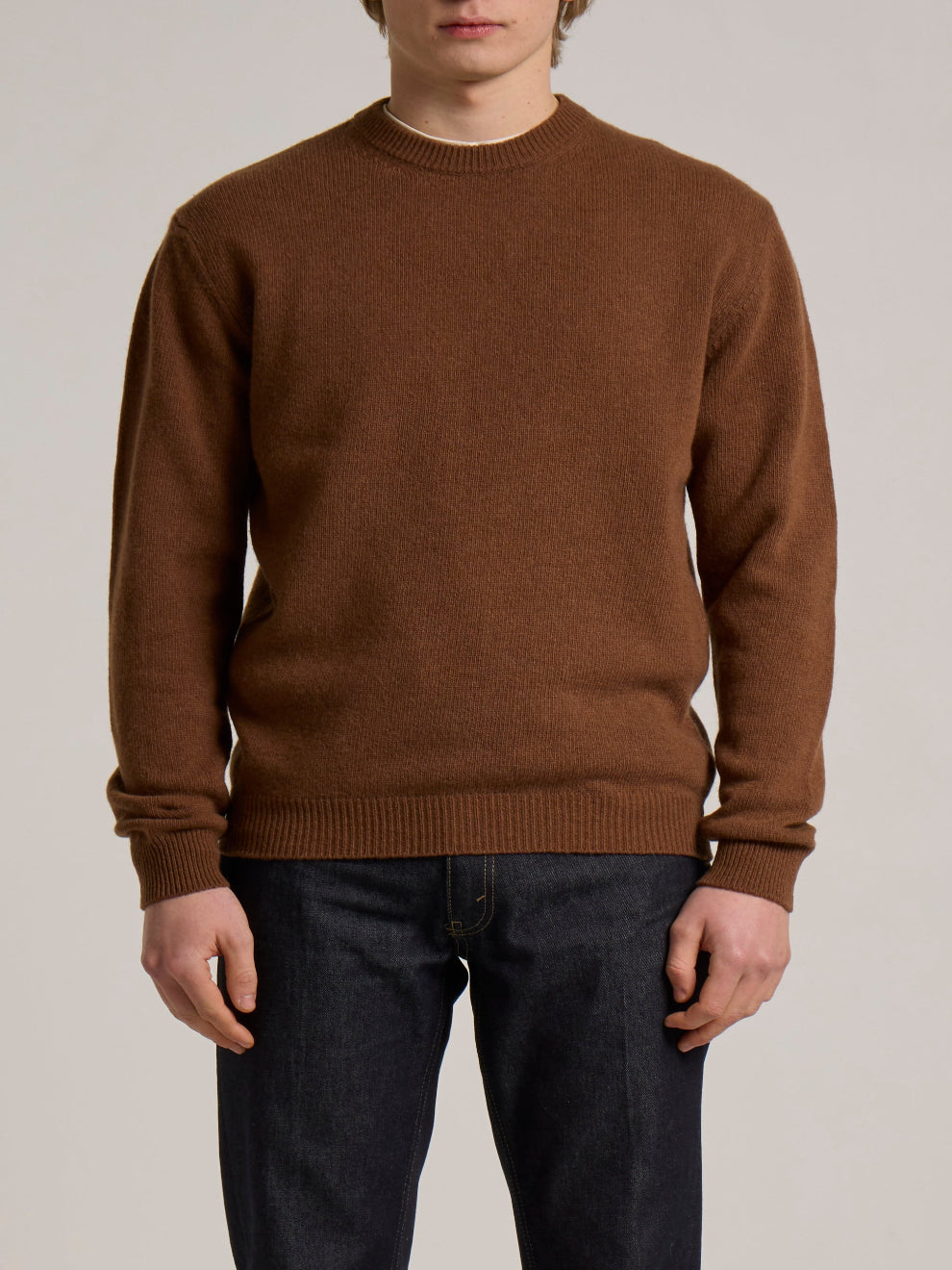 WOOL&CO – WOOL SINGLE JERSEY CREW NECK SWEATER