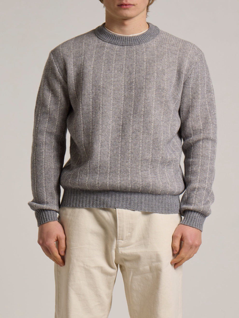 WOOL&CO – WOOL JACQUARD CREW NECK SWEATER