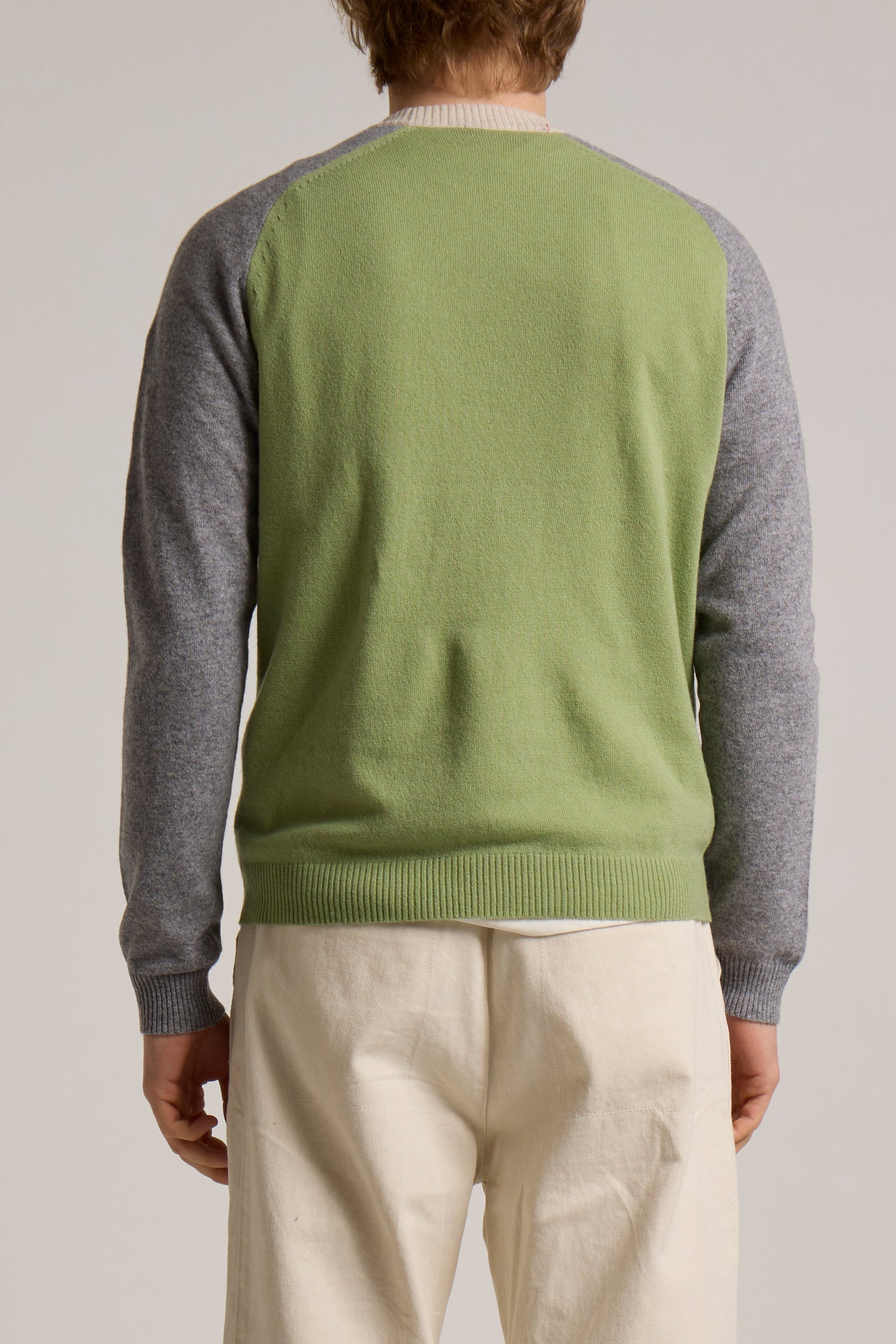 WOOL&CO – WOOL COLOUR BLOCK SINGLE JERSEY CREW NECK SWEATER