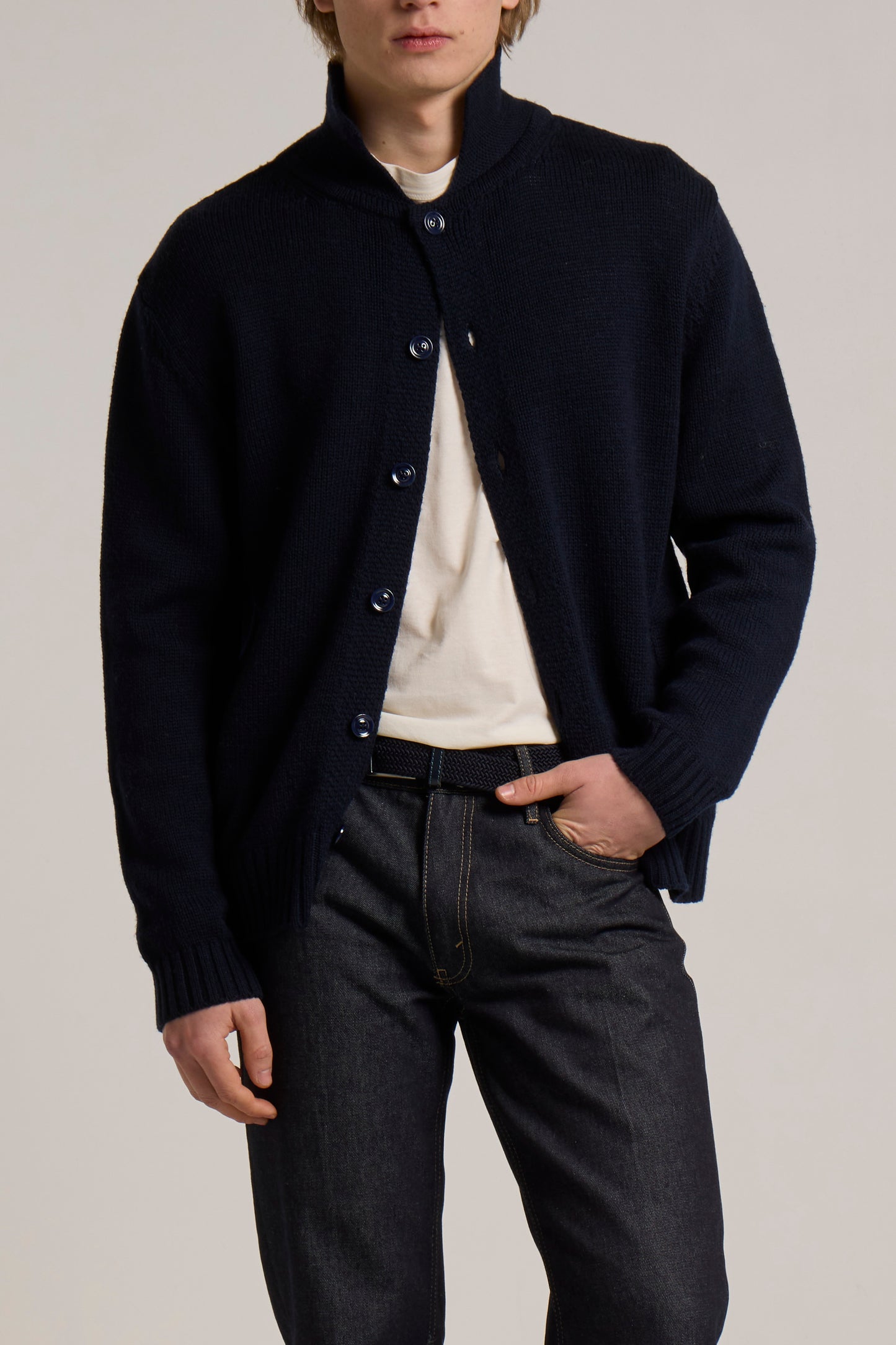 WOOL&CO – MERINO WOOL POLO NECK SHIRT WITH POCKETS