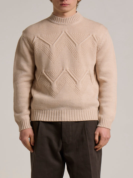 WOOL&CO – MERINO WOOL STRITCHED CREW NECK SWEATER