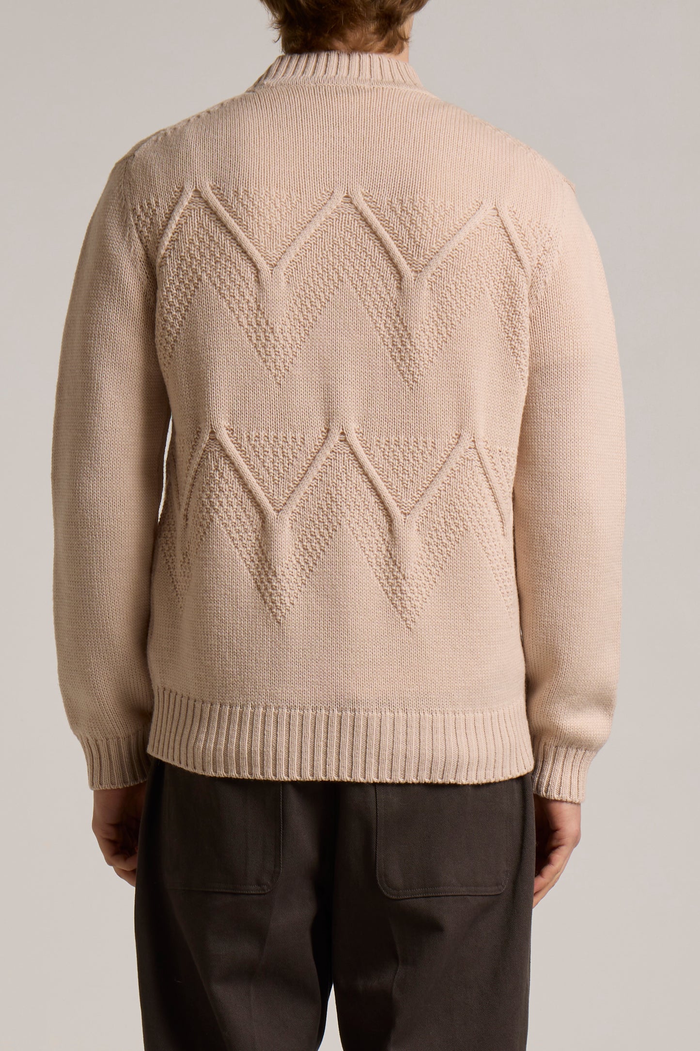 WOOL&CO – MERINO WOOL STRITCHED CREW NECK SWEATER