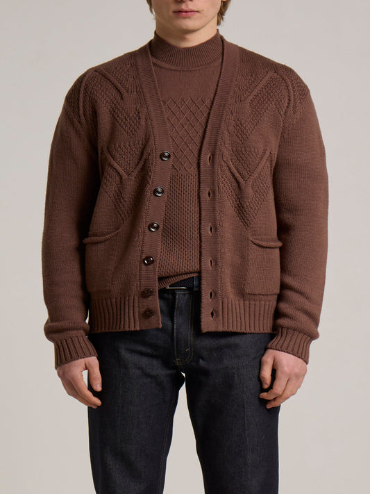 WOOL&CO – MERINO WOOL STITCHED V NECK CARDIGAN