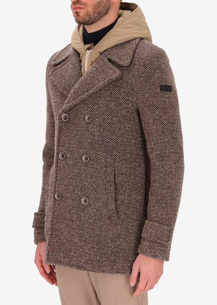 DISTRETTO 12 – WOOL PIQUET WOVEN H.CHEST PEACOAT BLASIUS
