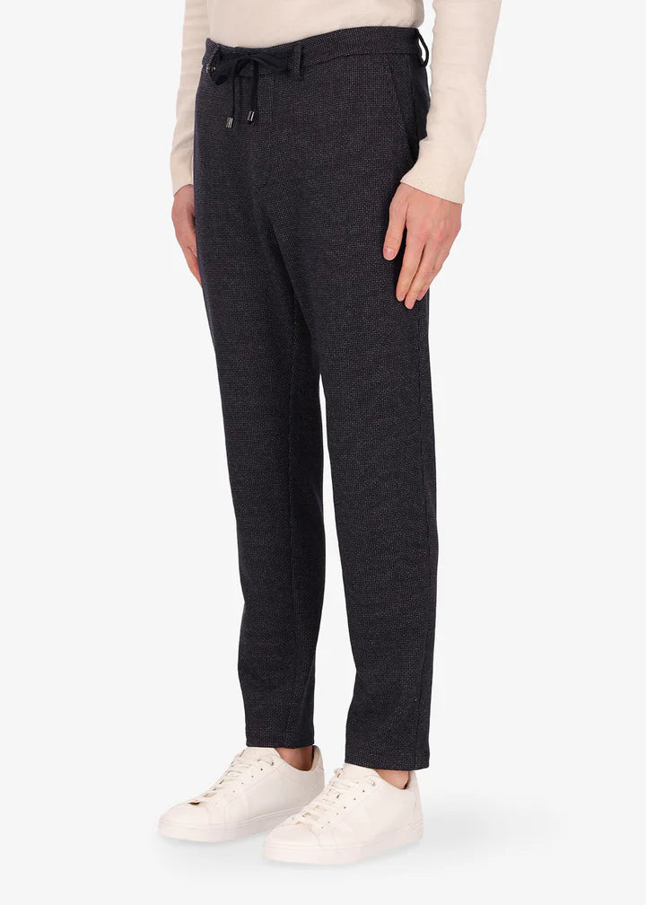 Distretto12 Clou trousers with drawstring in blue blend fabric.