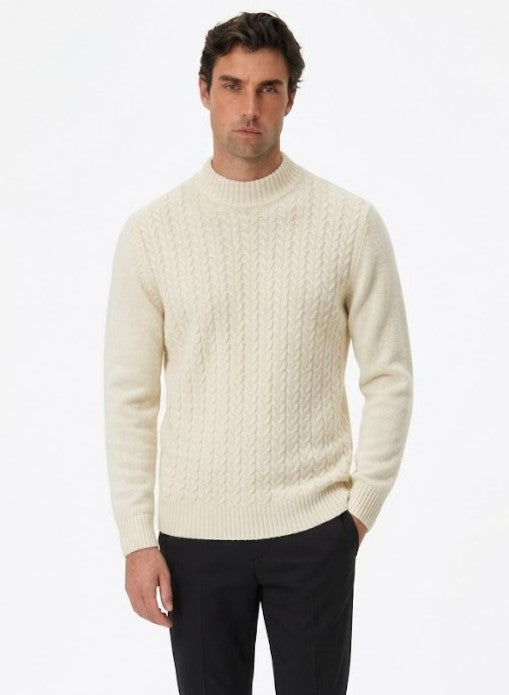 ROBERTO PEPE LUXURY - CABLEKNIT MOCK NECK