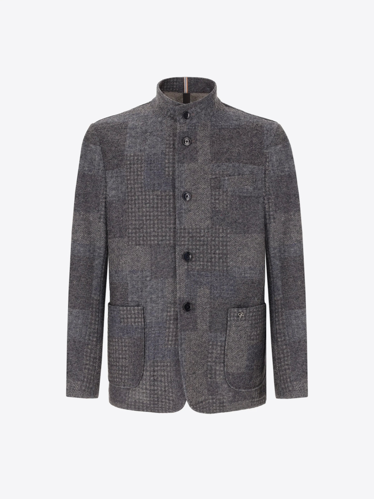 DISTRETTO 12 - WOOL BLEND PATCHWORK CHECK COREANA JACKET CHESTER