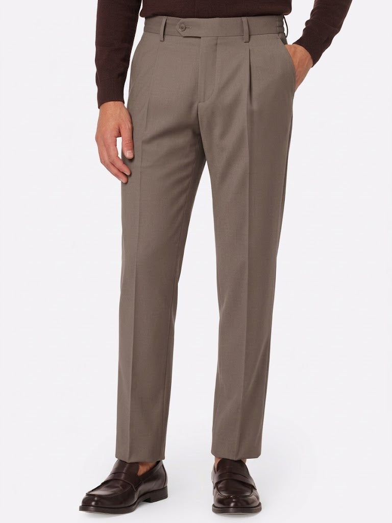 ROBERTO PEPE LUXURY – PLEATED WOOL STRETCH TROUSERS