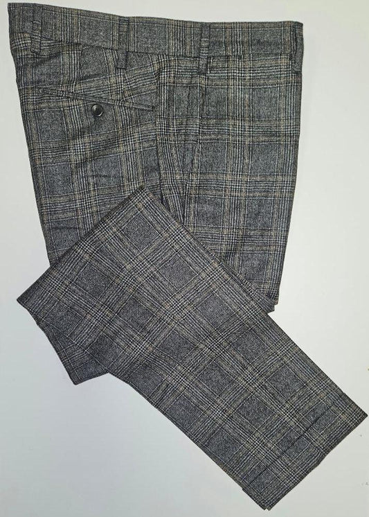 GERMANO 1952 - GREY CHECK VIRGIN WOOL TROUSERS