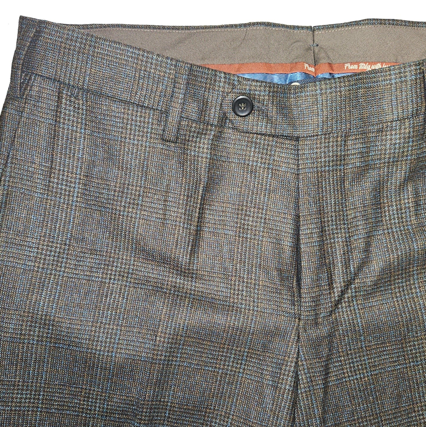 GERMANO 1952 - BLUE GREY CHECK VIRGIN WOOL TROUSERS