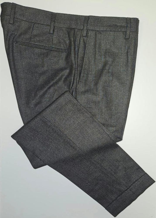 GERMANO 1952 - BLUE GREY CHECK VIRGIN WOOL TROUSERS