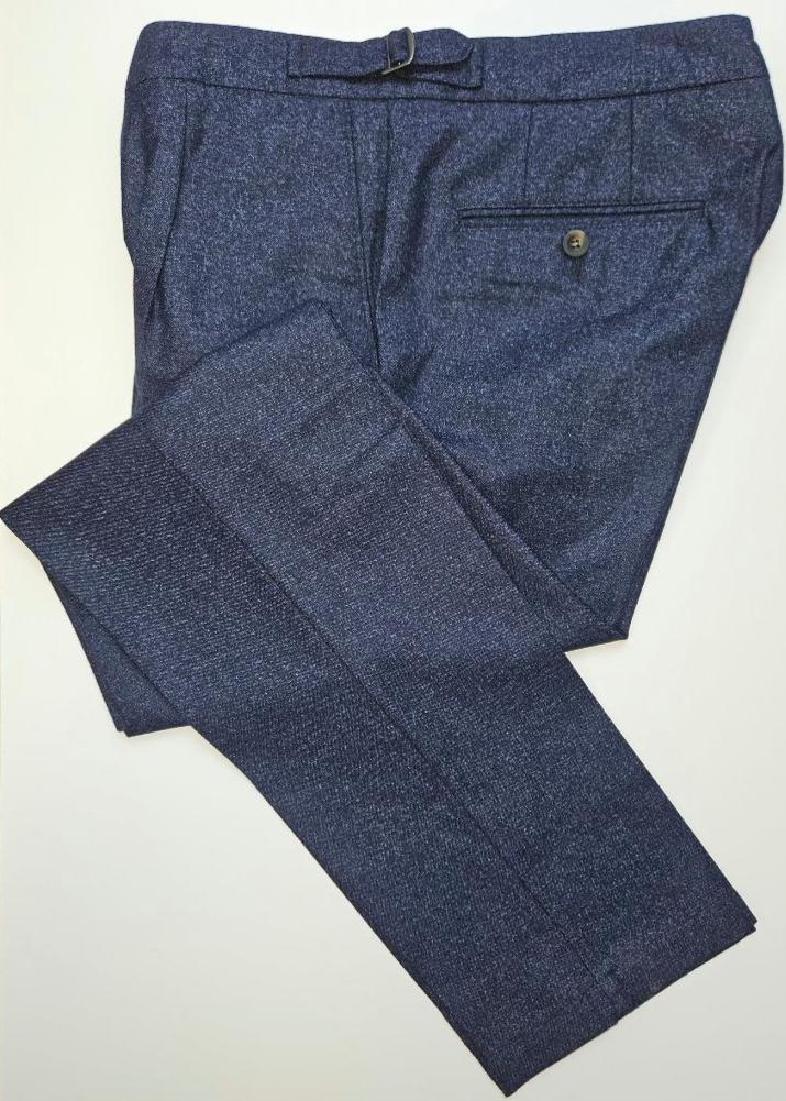 GERMANO 1952 - WOOL COTTON BLEND DENIM EFFECT TROUSERS