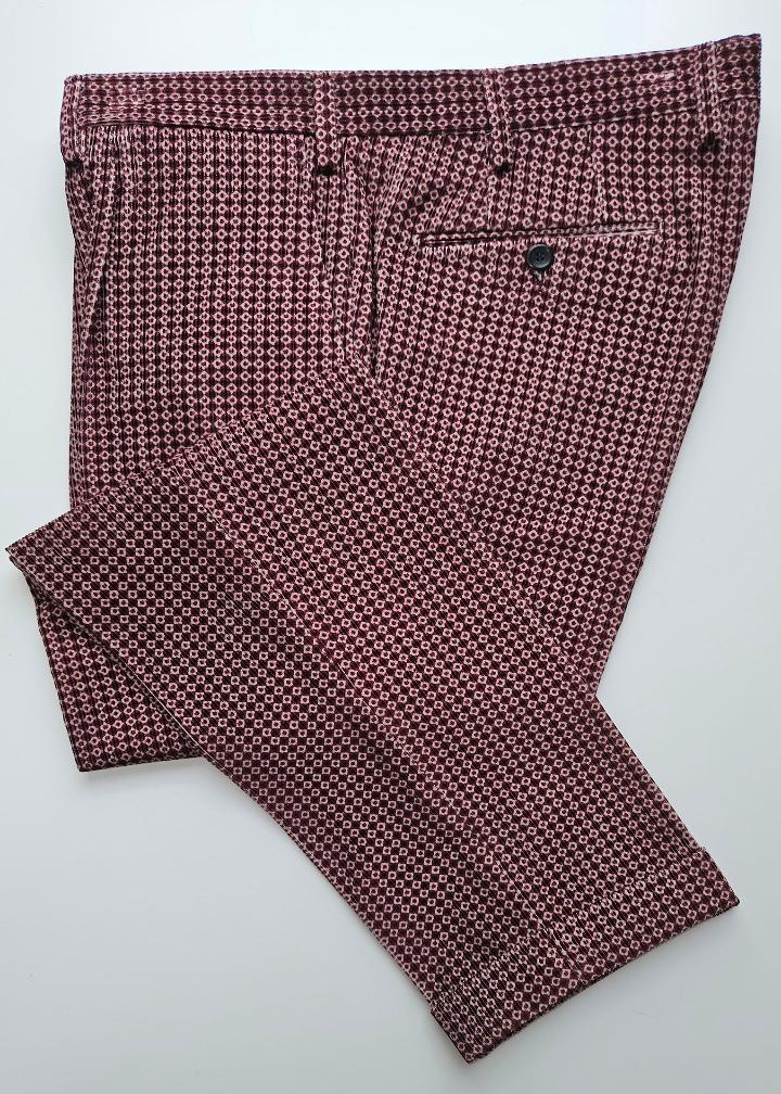 GERMANO 1952 - MAROON CORDUROY FANTASY PATTERN TROUSERS