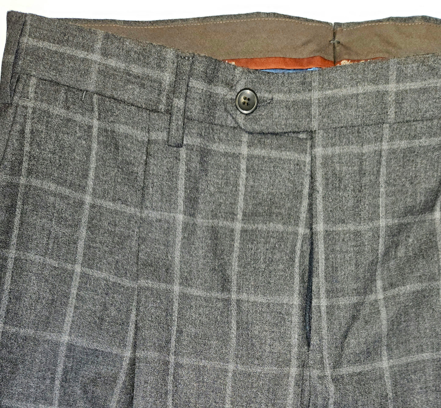 GERMANO 1952 - GREY CHECK VIRGIN WOOL CASHMERE BLEND TROUSERS