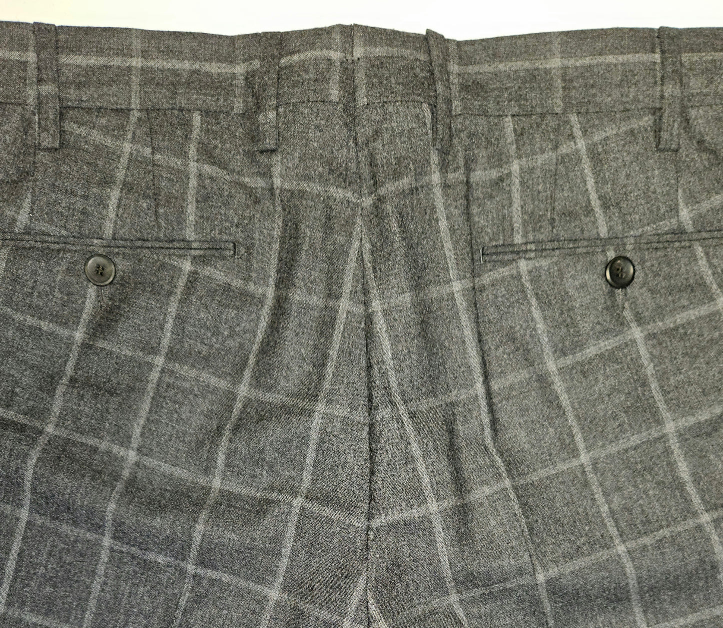 GERMANO 1952 - GREY CHECK VIRGIN WOOL CASHMERE BLEND TROUSERS