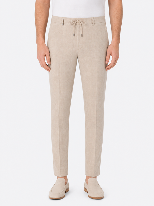 DISTRETTO 12 - YORK QUERCIA TROUSERS IN STRETCH PRINCE OF WALES FABRIC