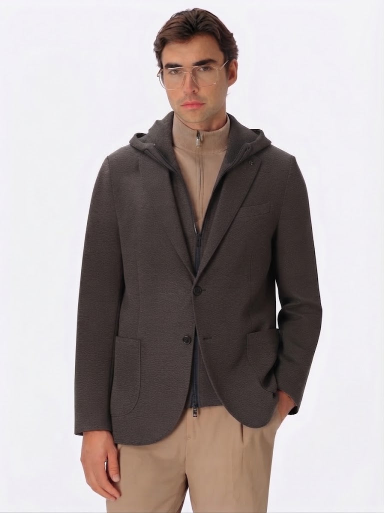DISTRETTO 12 – VISCOSE BLEND JACKET PINTURICCHIO WITH DETACHABLE HOOD